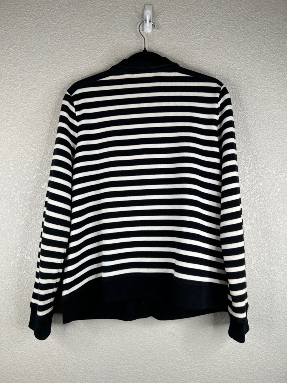 Lauren Ralph Lauren Black & White Stripe Knit Nautical Button Down Sweater Sz L - Picture 5 of 6